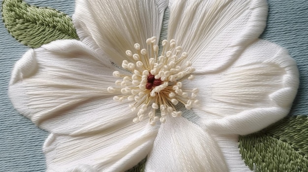 Ręcznie haftowany wzór na tkaninie